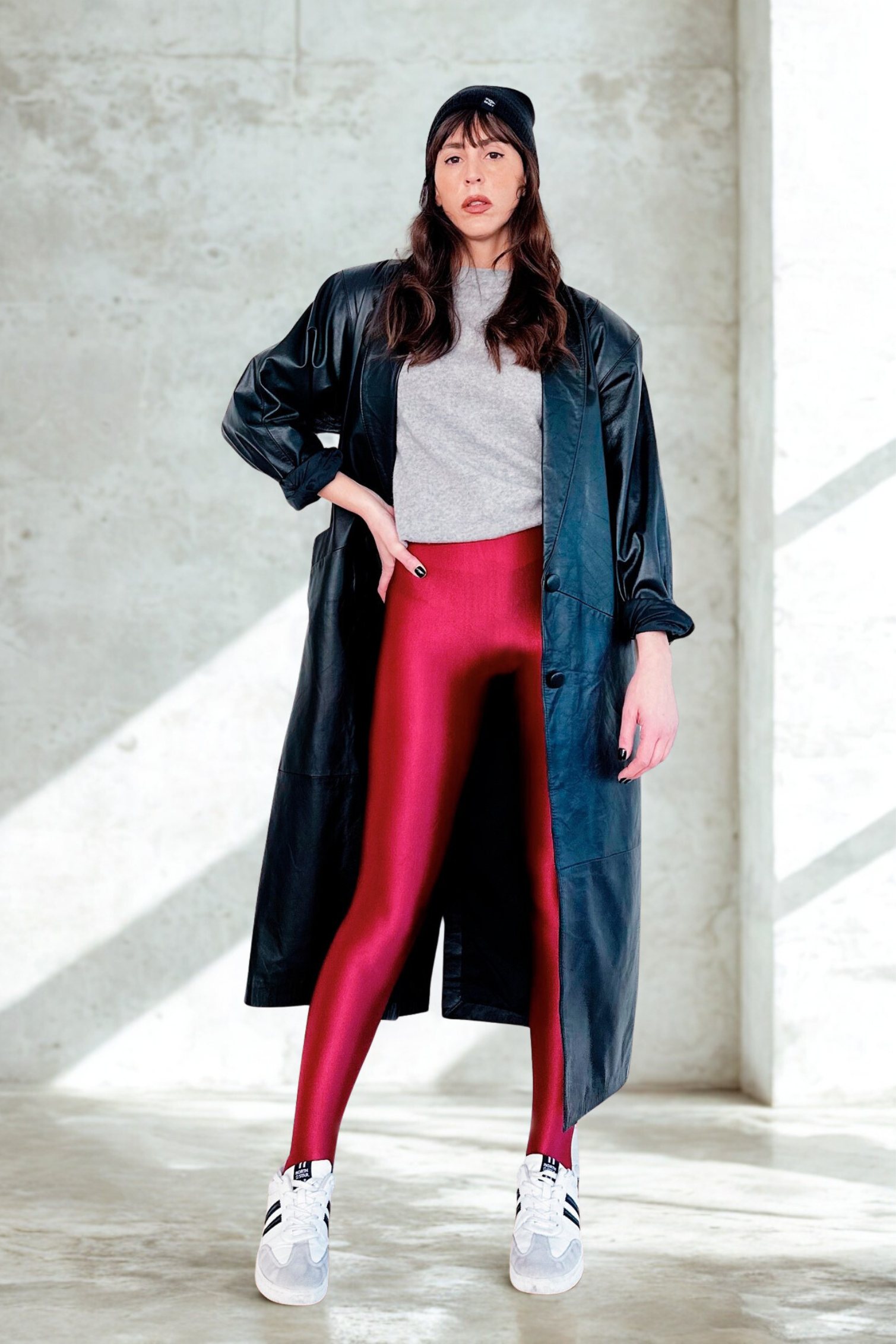Long leather Coat Negro