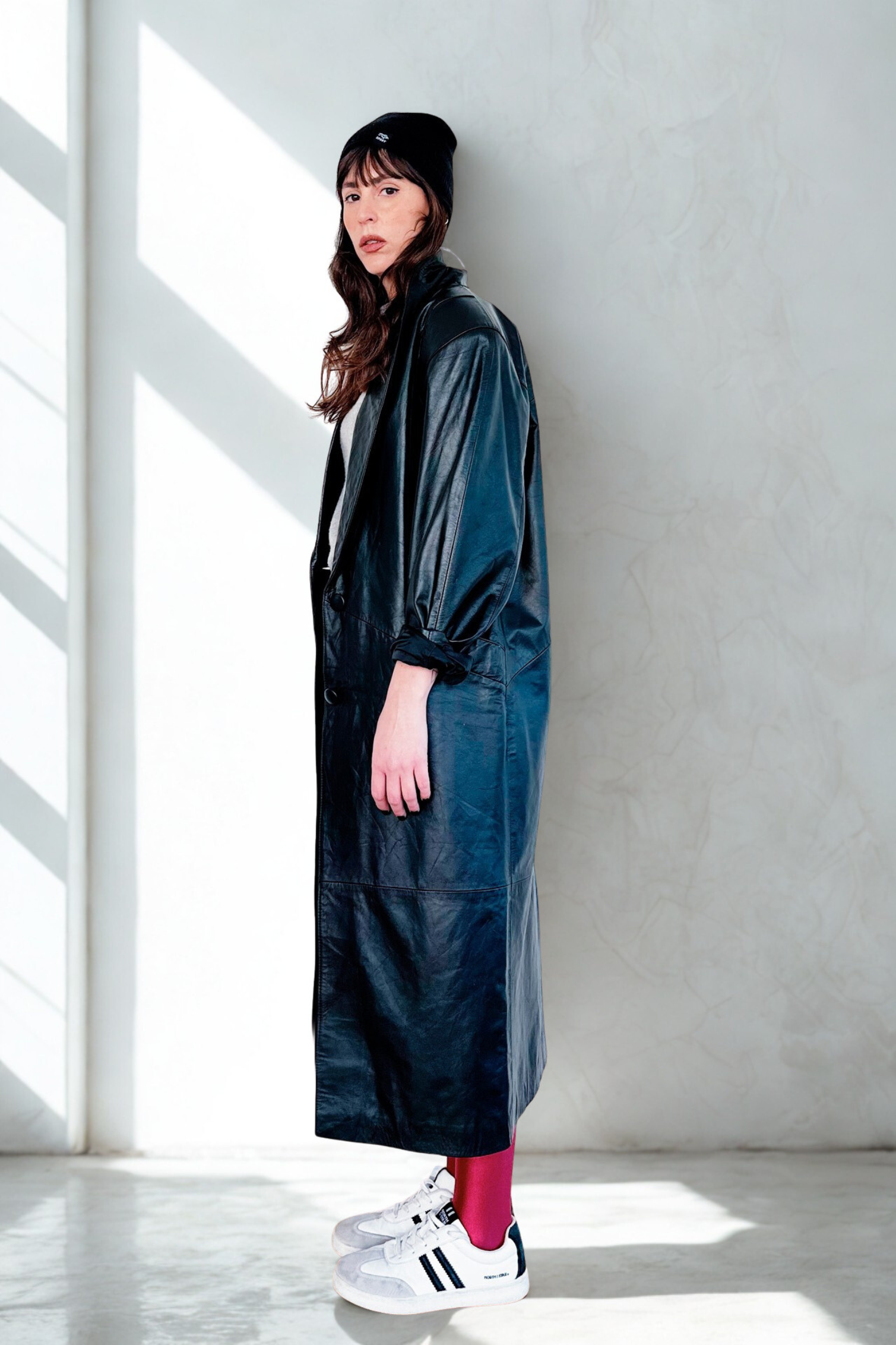 Long leather Coat Negro