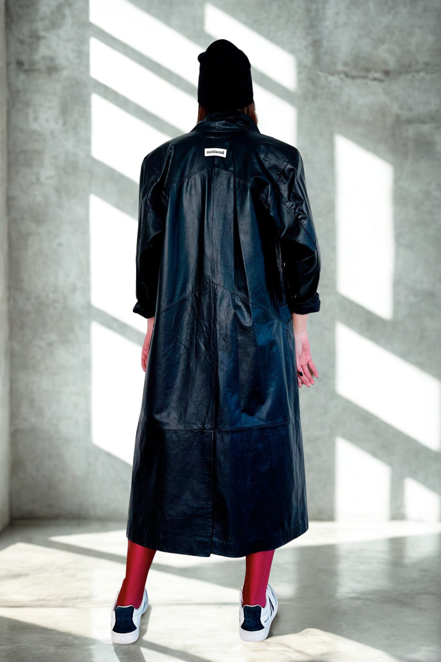 Long leather Coat Negro