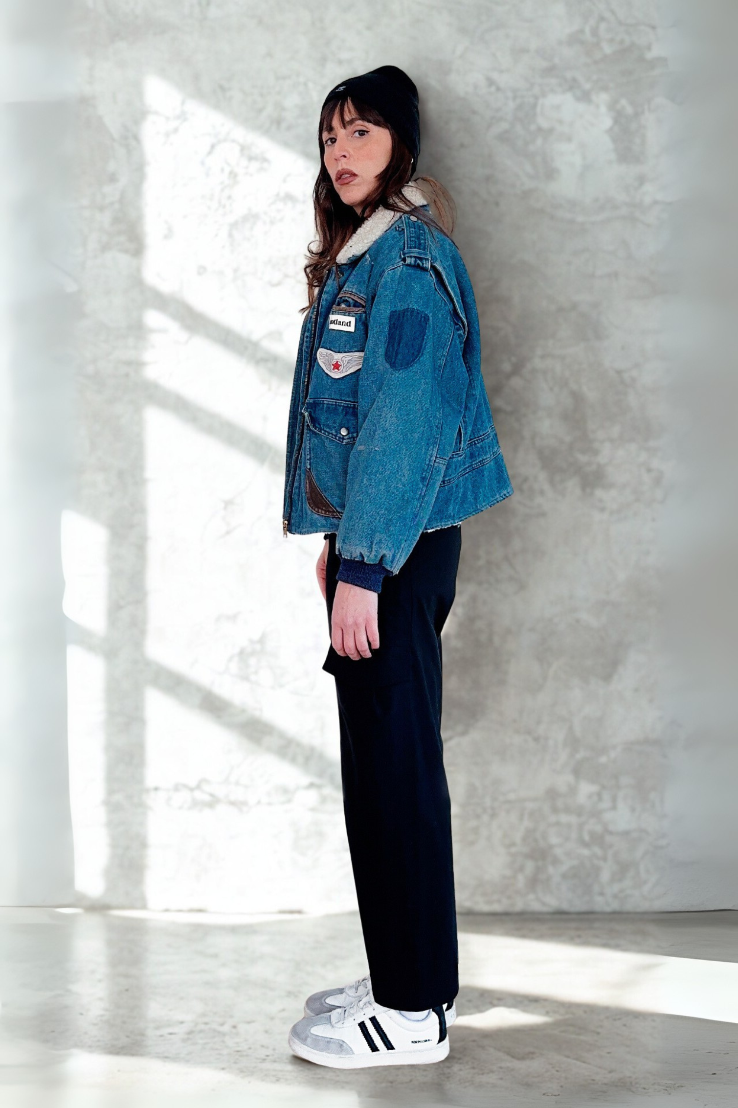 Fleece Denim Jacket Azul