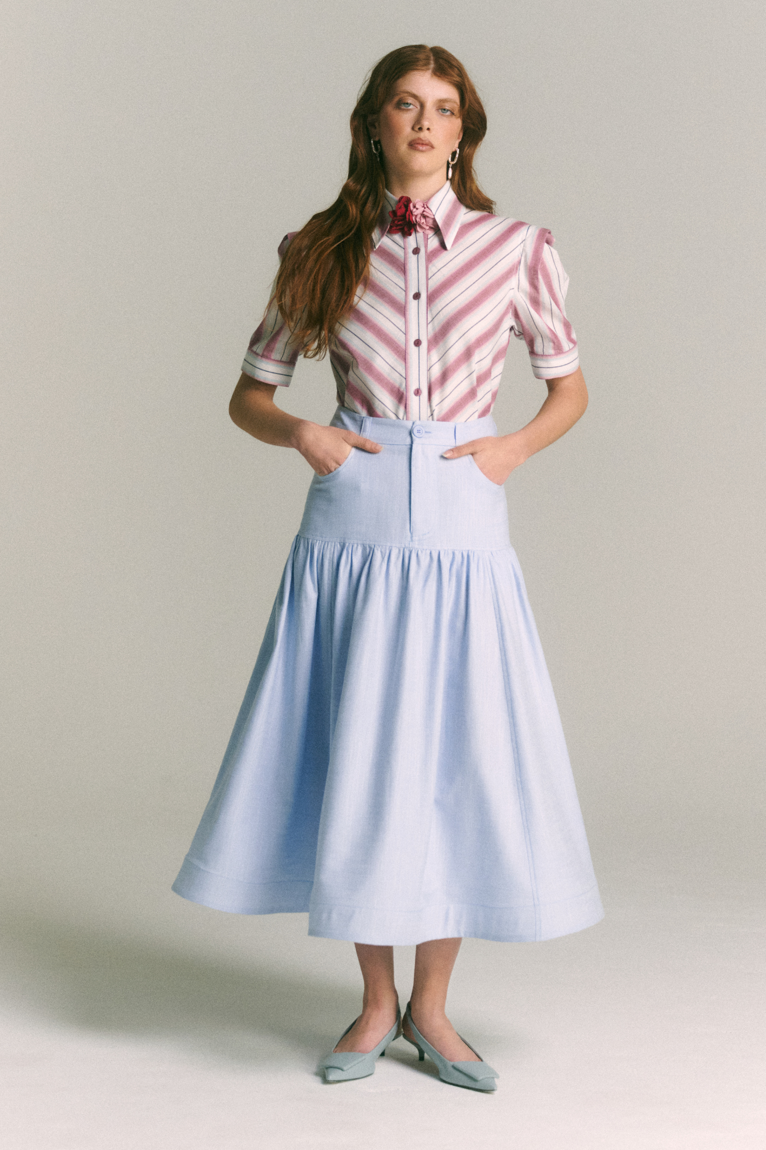 Blusa Lucía Listado Burdeo