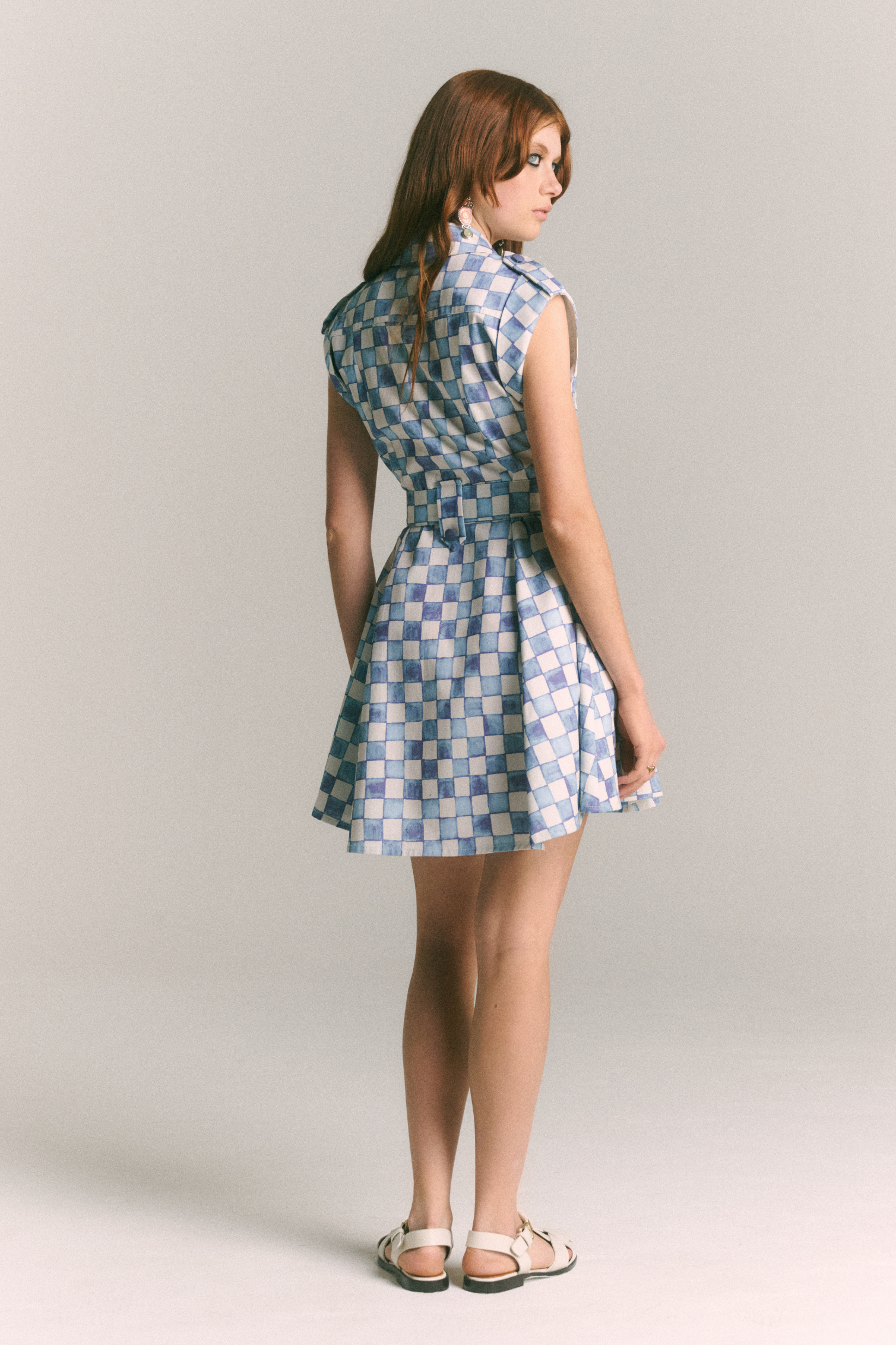 Vestido Julieta Cuadros Azul