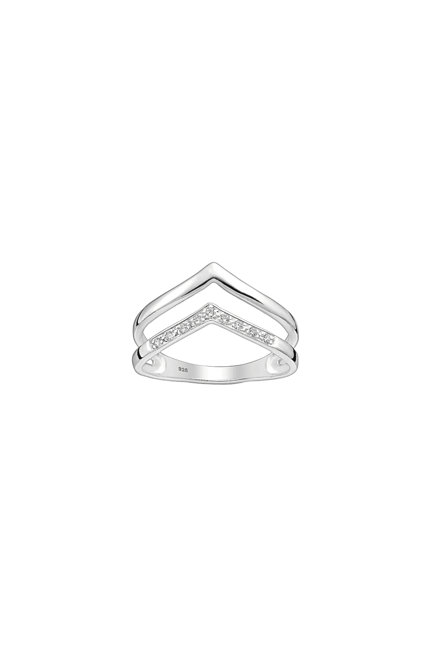Anillo Double Chevron Pave