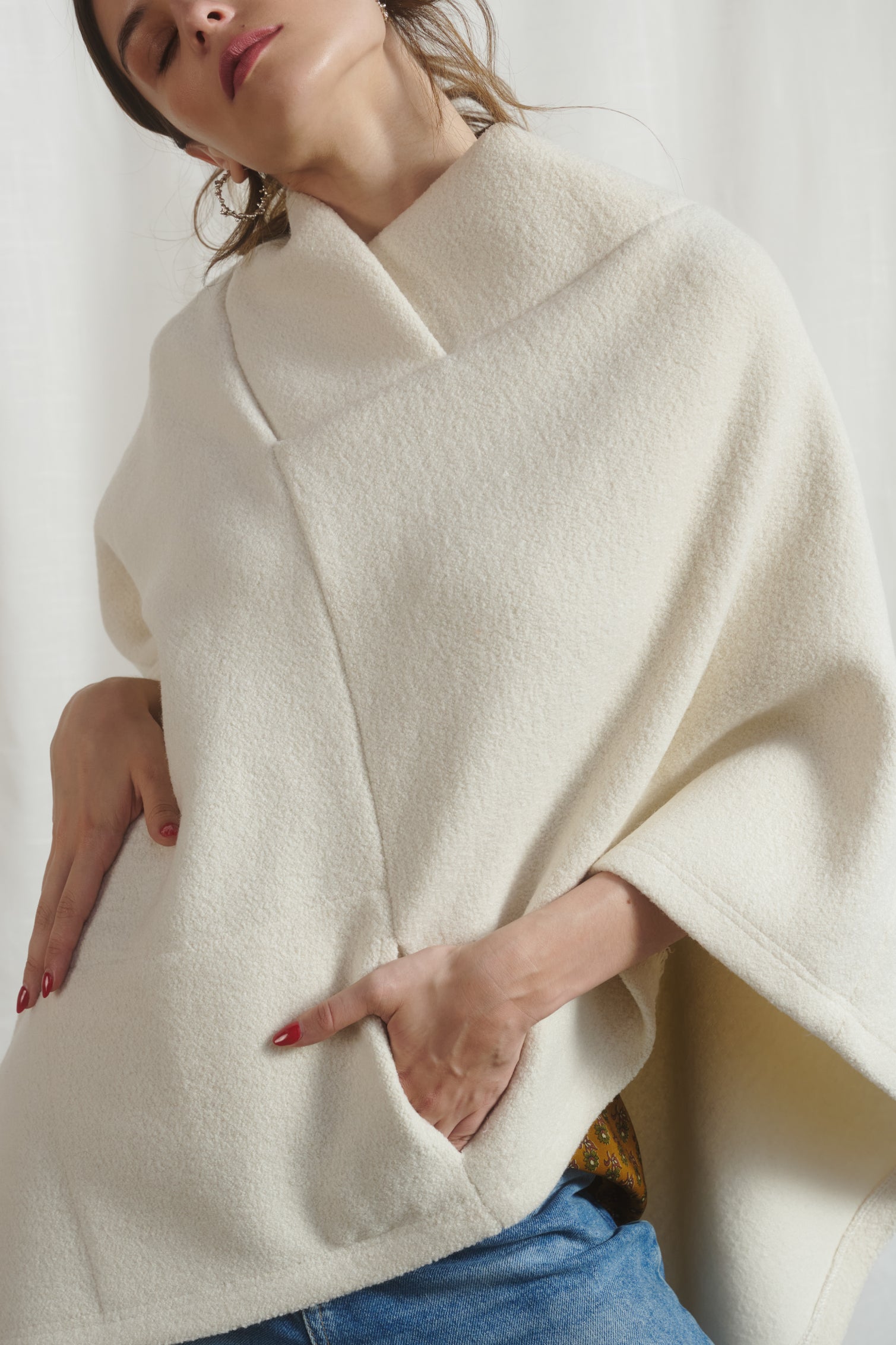 Poncho Blanco Lana