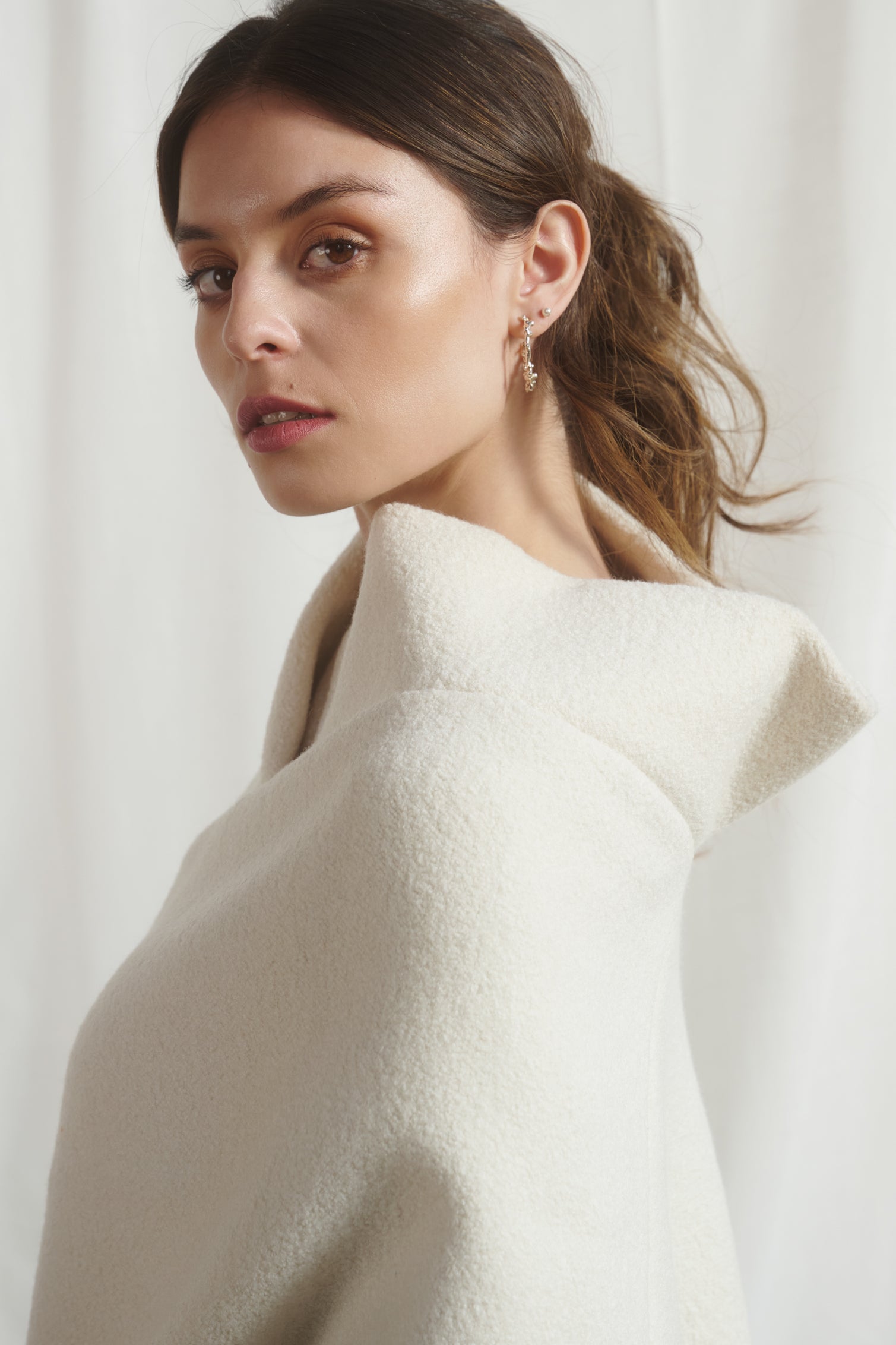 Poncho Blanco Lana