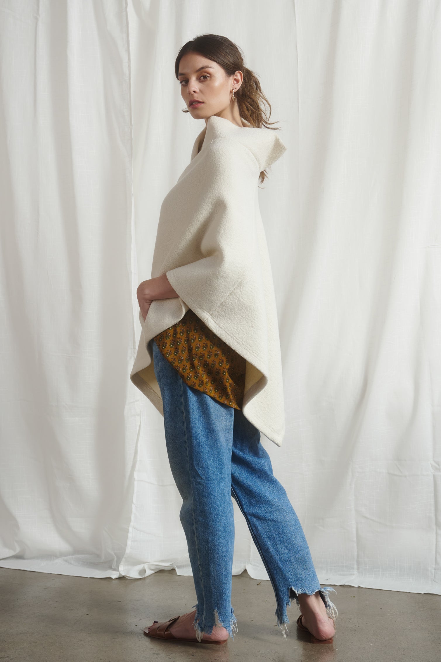 Poncho Blanco Lana